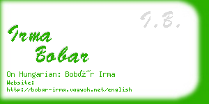 irma bobar business card